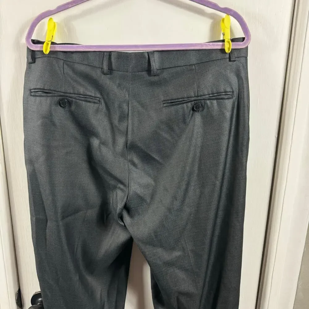 Alberto Danelli Dark Gray Flat Front Dress Pants Career Office 36x30